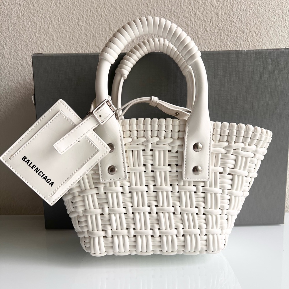BALENCIAGA BISTRO XXS BASKET WITH STRAP IN WHITE